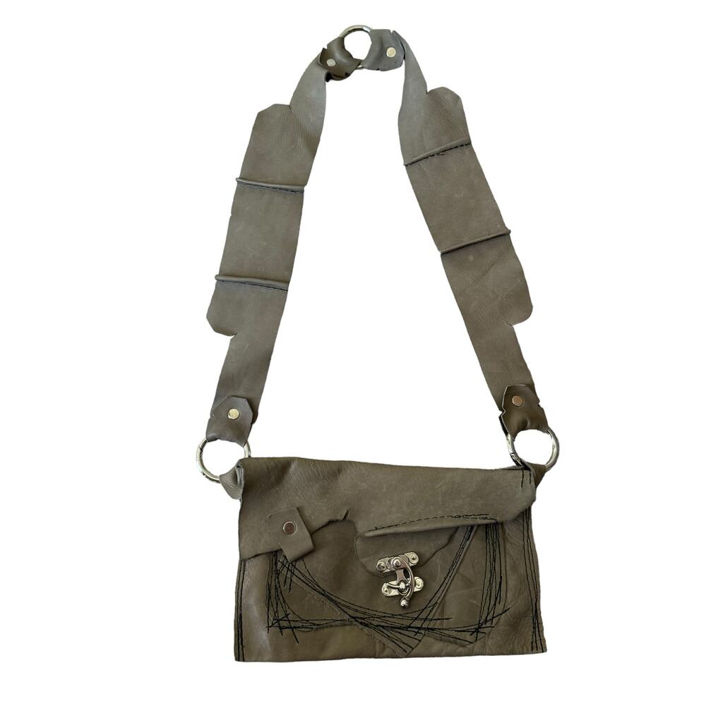 Boutique Mini Leather Crossbody Bag Brown Gray - Picture 5 of 11